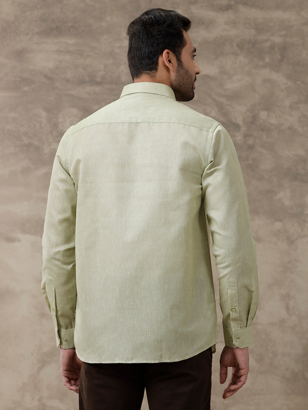 Men Cotton Blend Full Sleeves Shirt Olive Green T3 CV16