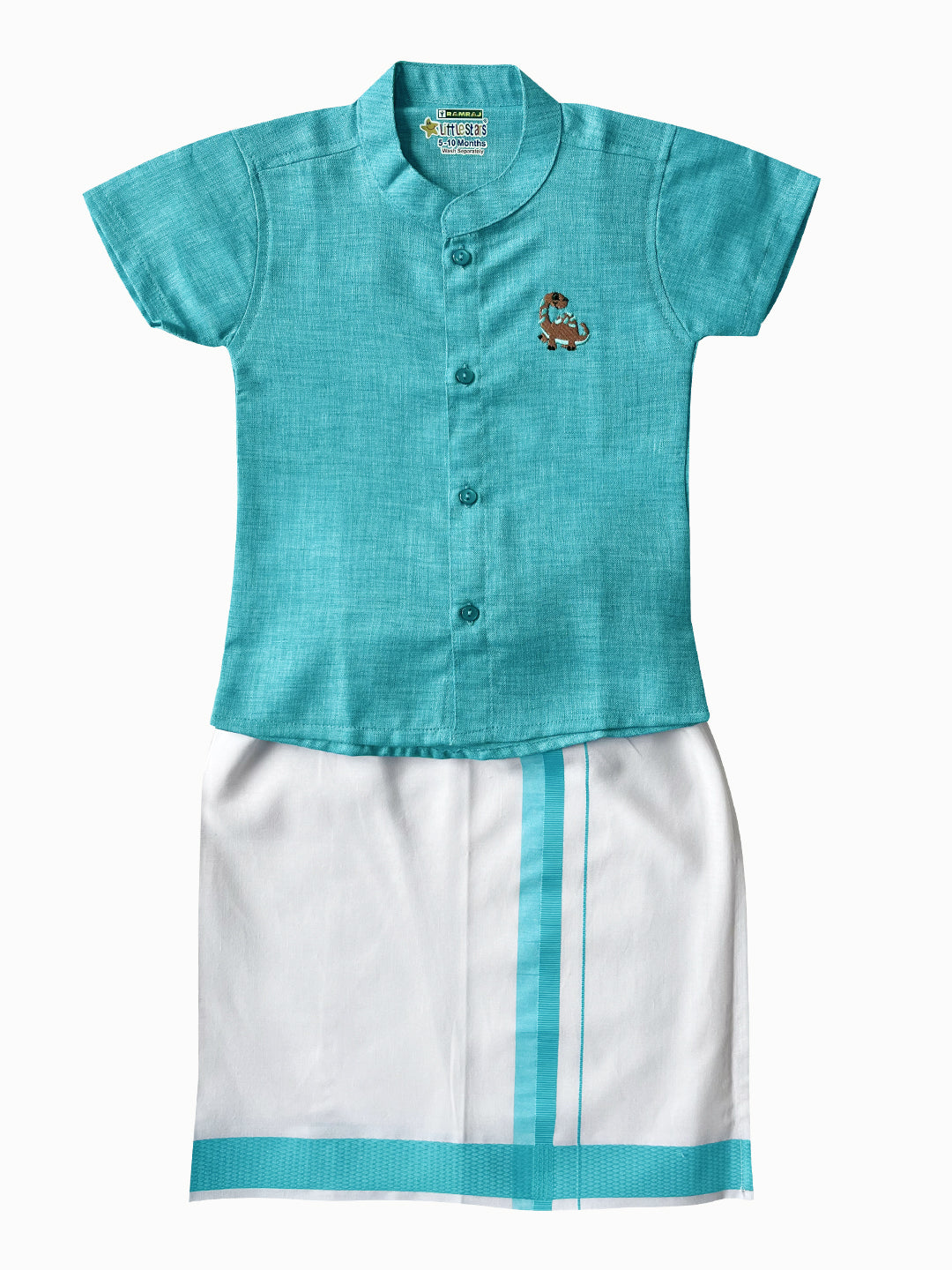 Born Baby Matching Shirt & Dhoti Set Sky Blue C11