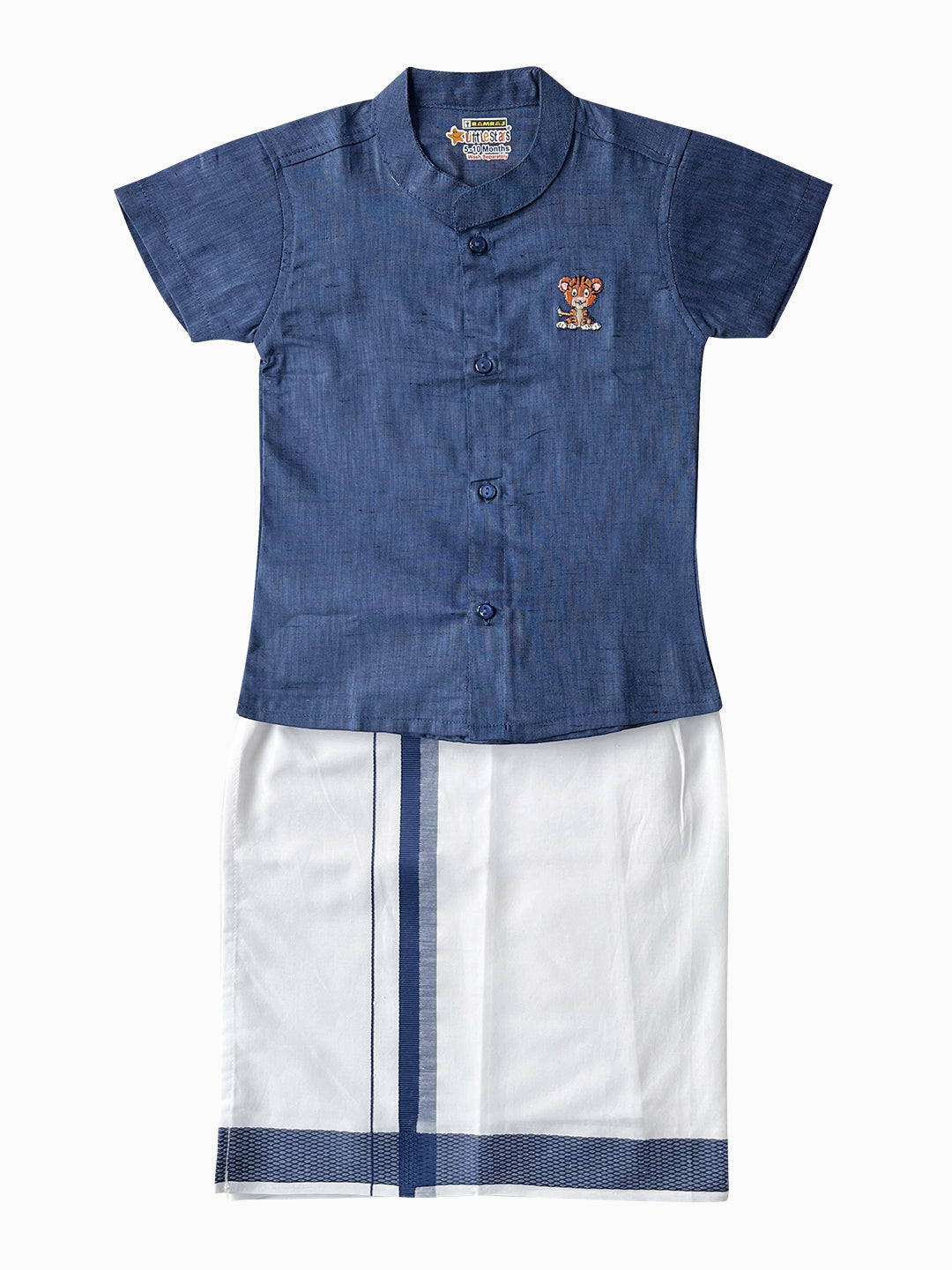 Born Baby Matching Shirt & Dhoti Set Oxford Blue C80