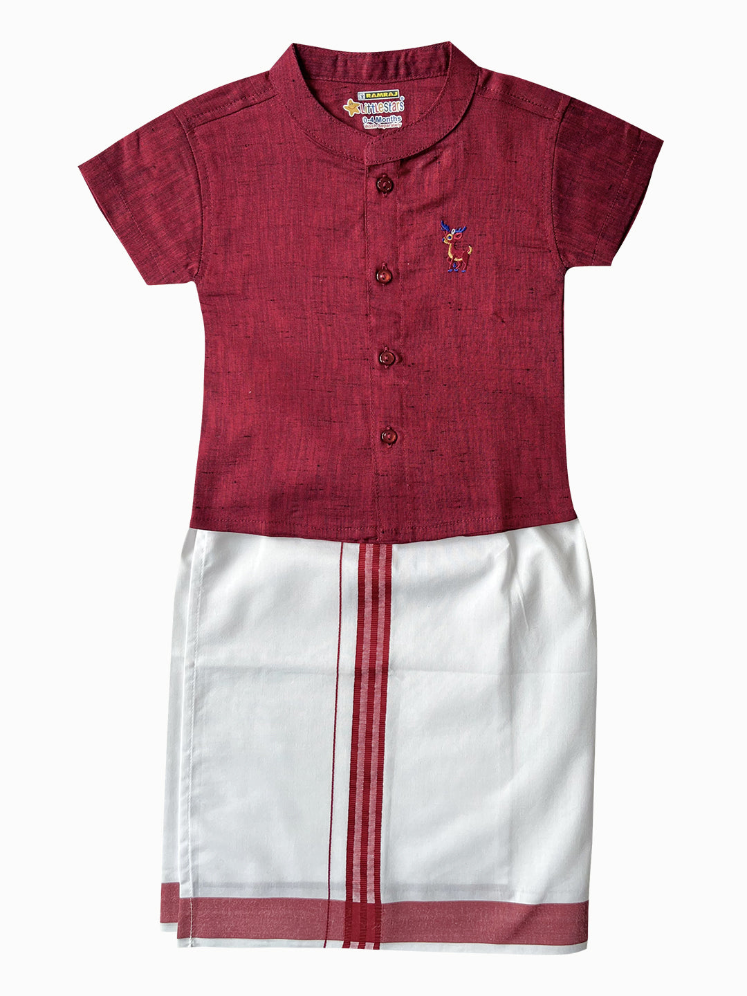 Born Baby Matching Shirt & Dhoti Set Wine Red C81