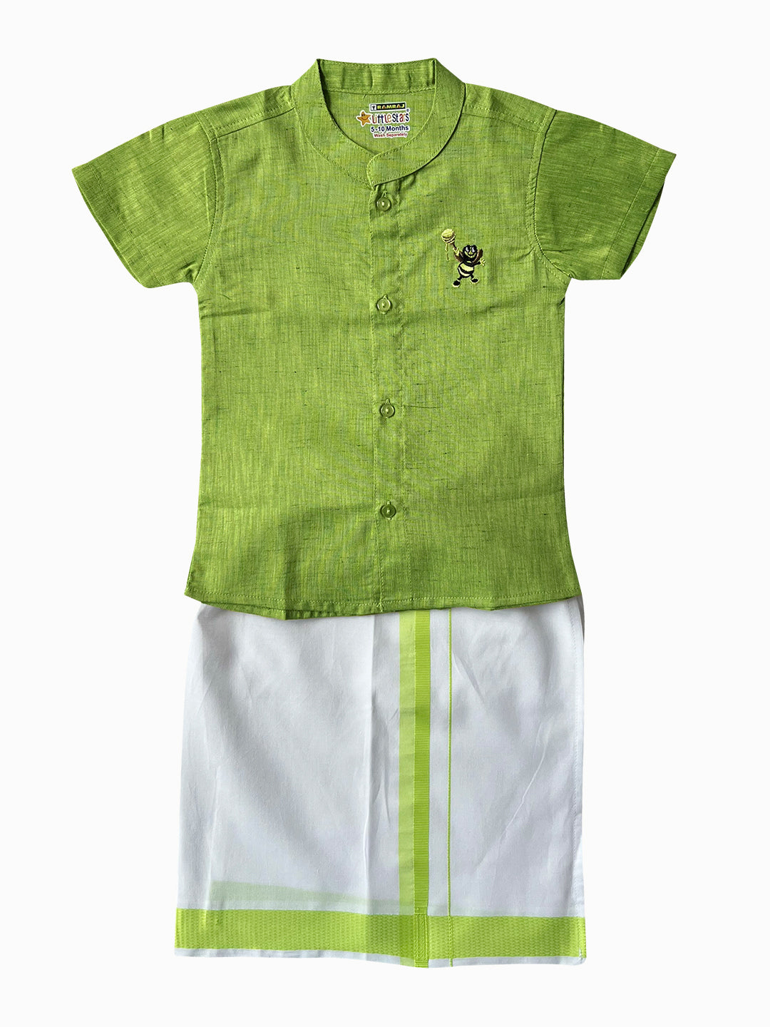 Born Baby Matching Shirt & Dhoti Set Parrot Green C82