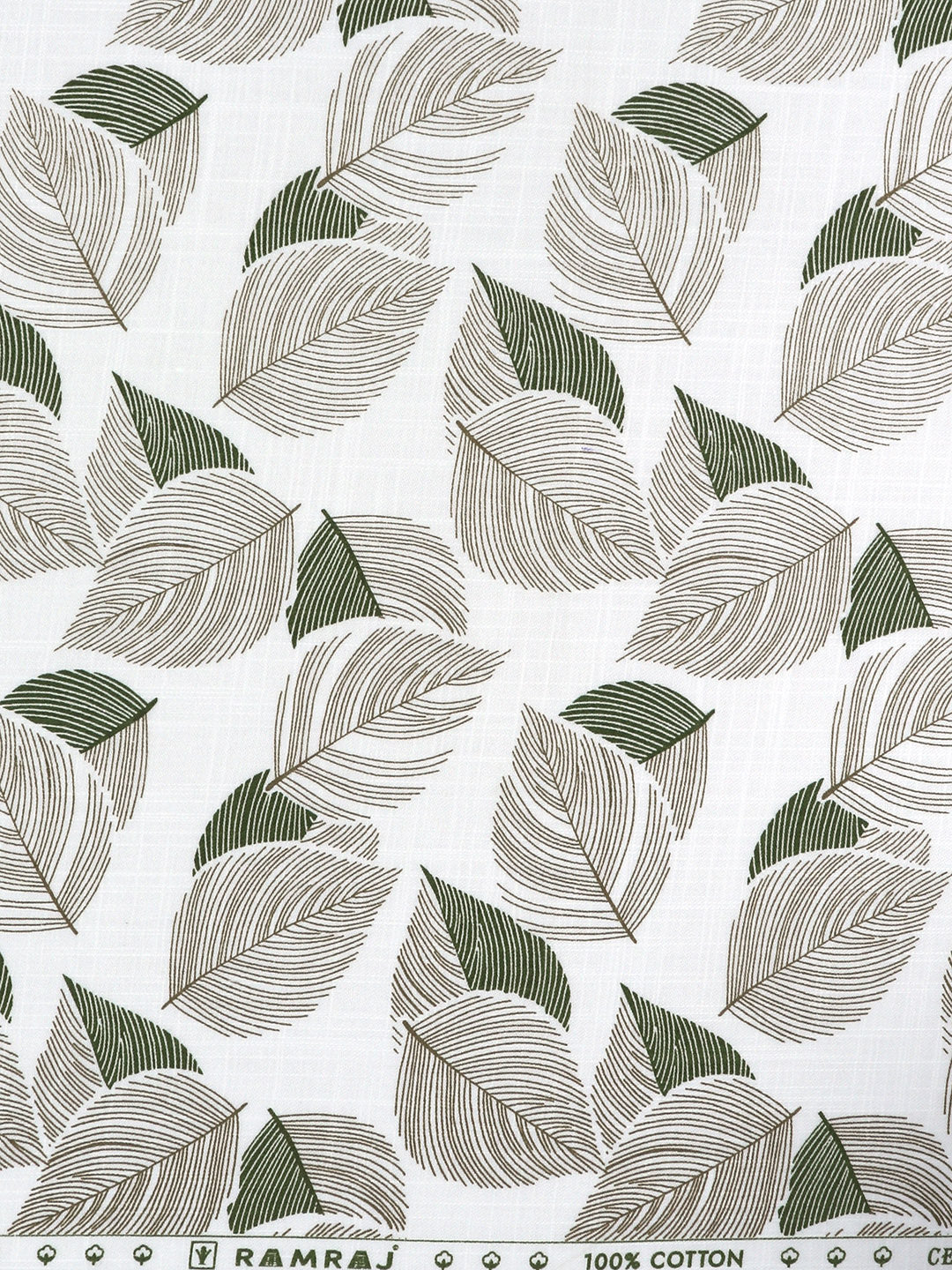 Men 100% Cotton White with Green Printed Shirt Fabric Hot Star