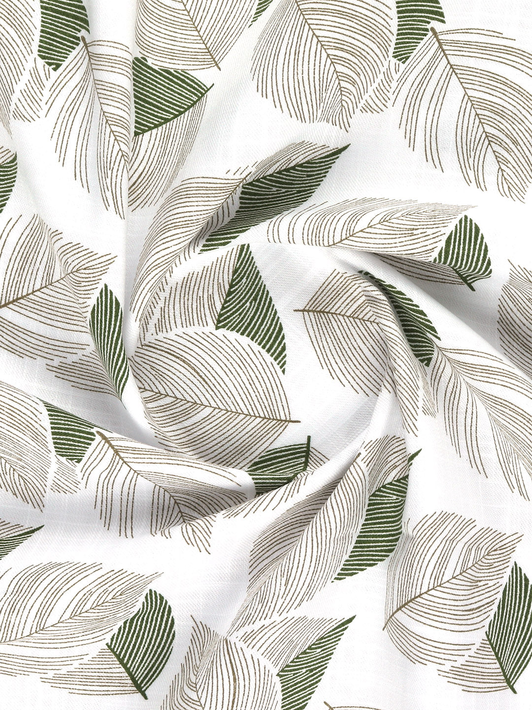 Men 100% Cotton White with Green Printed Shirt Fabric Hot Star