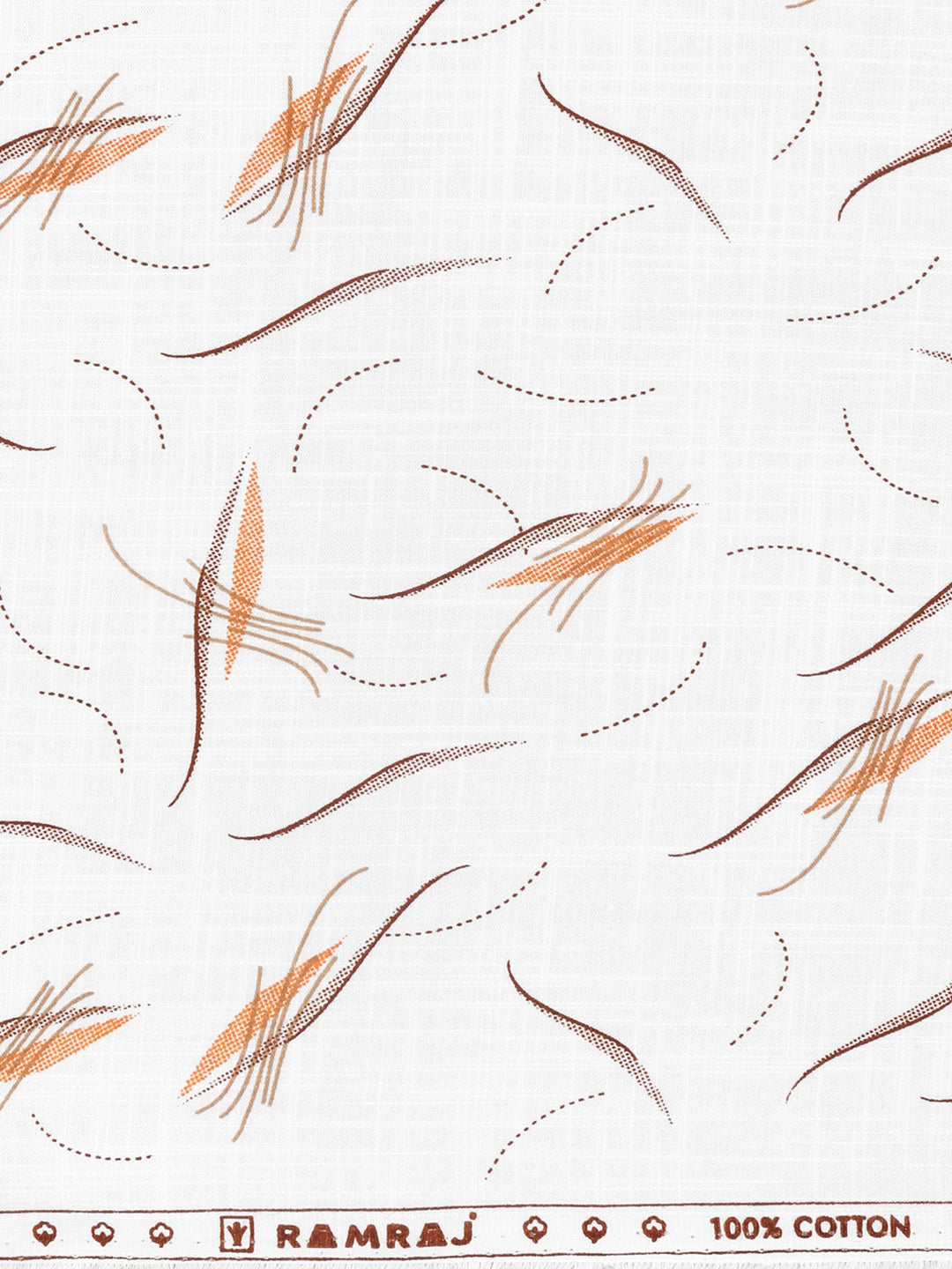 Men 100% Cotton White with Brown Printed Shirt Fabric Hot Star