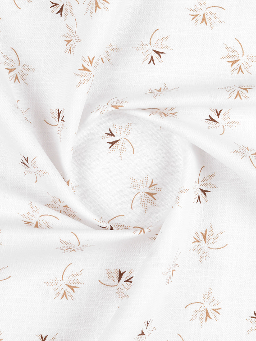 Men 100% Cotton White with Brown Printed Shirt Fabric Hot Star