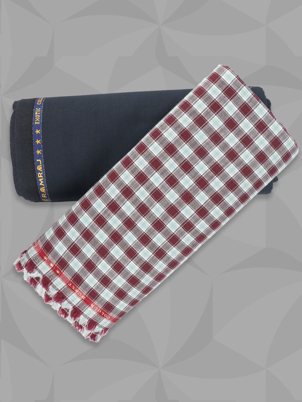 Men 100% Premium Cotton Brown Shirting & Navy Suiting Gift Box LC06