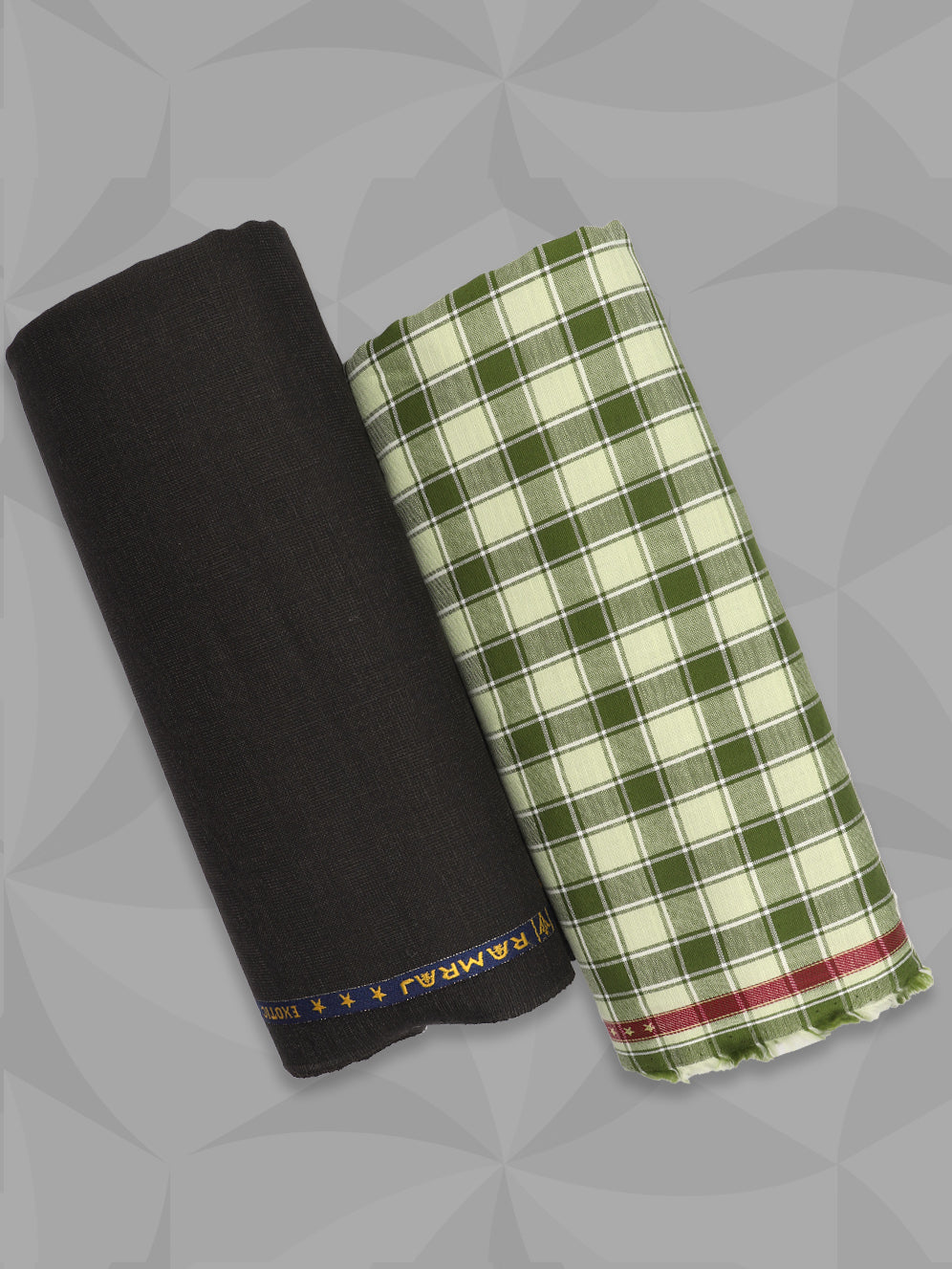 Men 100% Premium Cotton Checked Green Shirting & Brown Suiting Gift Box LC07