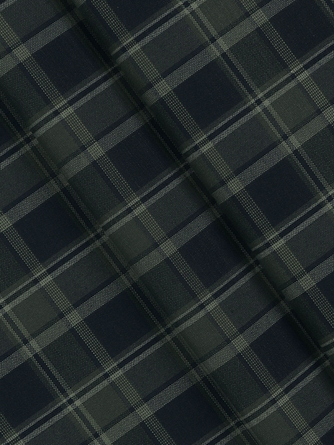 Men Cotton Rich Checked Shirt Fabric Blue with Green High Style