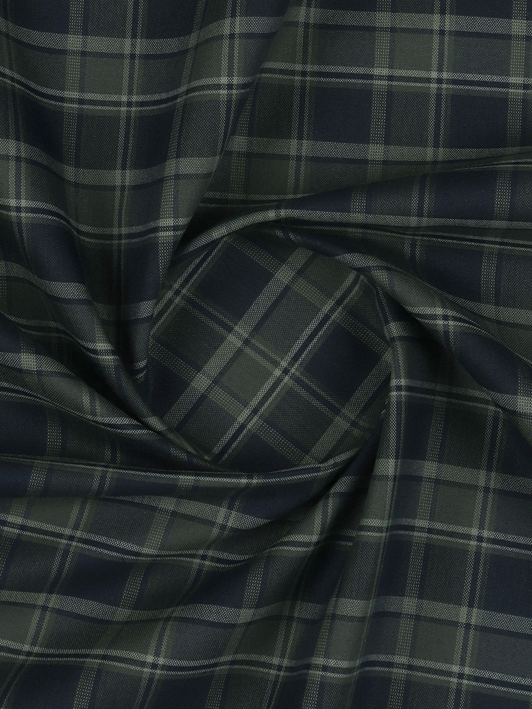 Men Cotton Rich Checked Shirt Fabric Blue with Green High Style