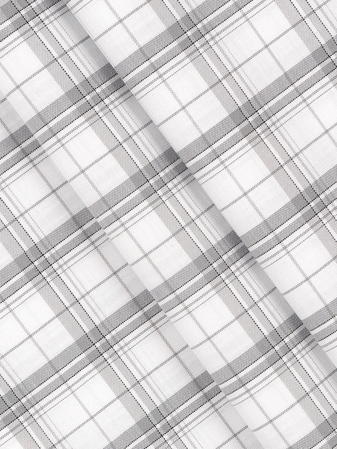 Men Cotton Rich Checked Shirt Fabric White with Black High Style