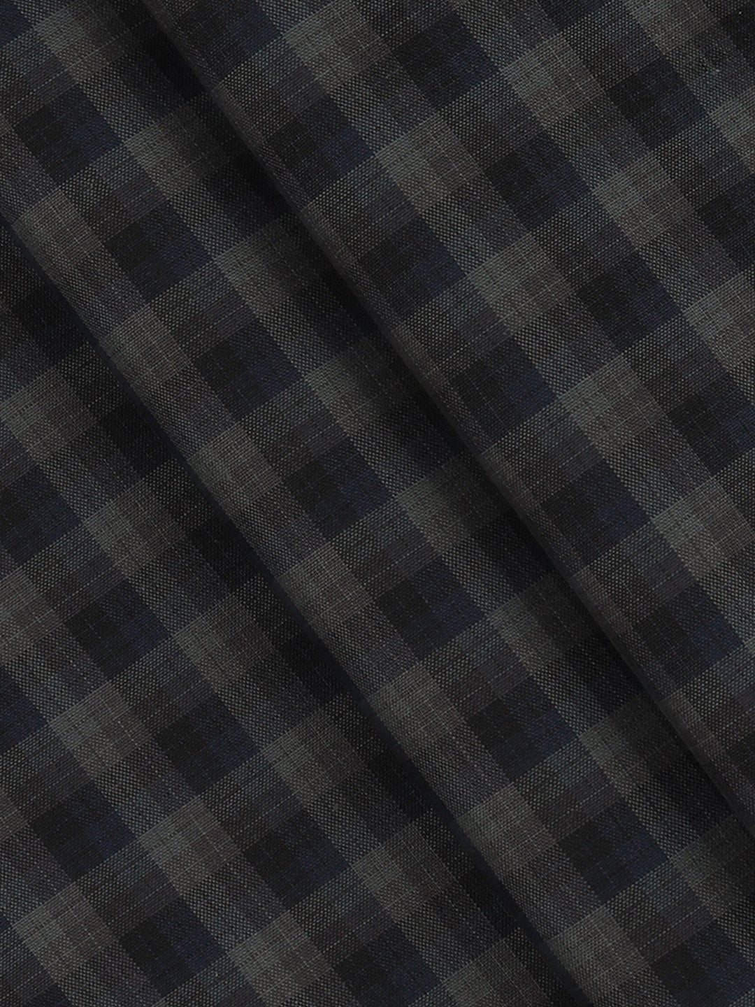 Men Cotton Rich Checked Shirt Fabric Dark Blue High Style