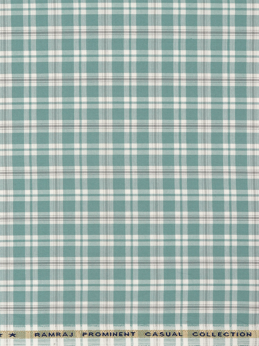 Men Cotton Rich Checked Shirt Fabric Teal Green High Style