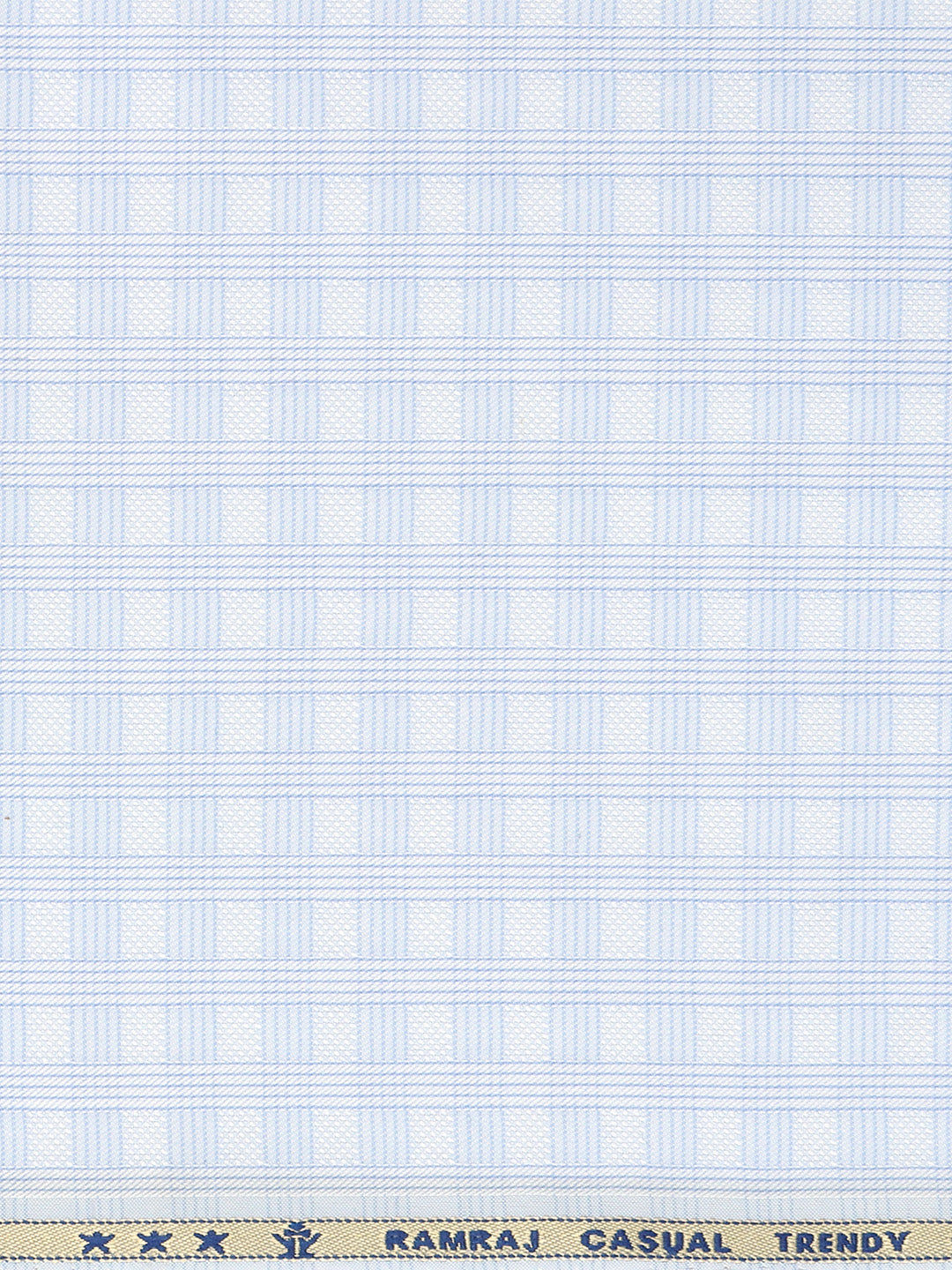 Cotton Blend Self Design Shirt Fabric Light Blue High Style