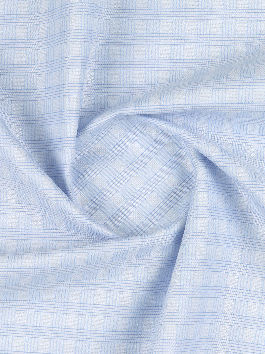 Cotton Blend Self Design Shirt Fabric Light Blue High Style