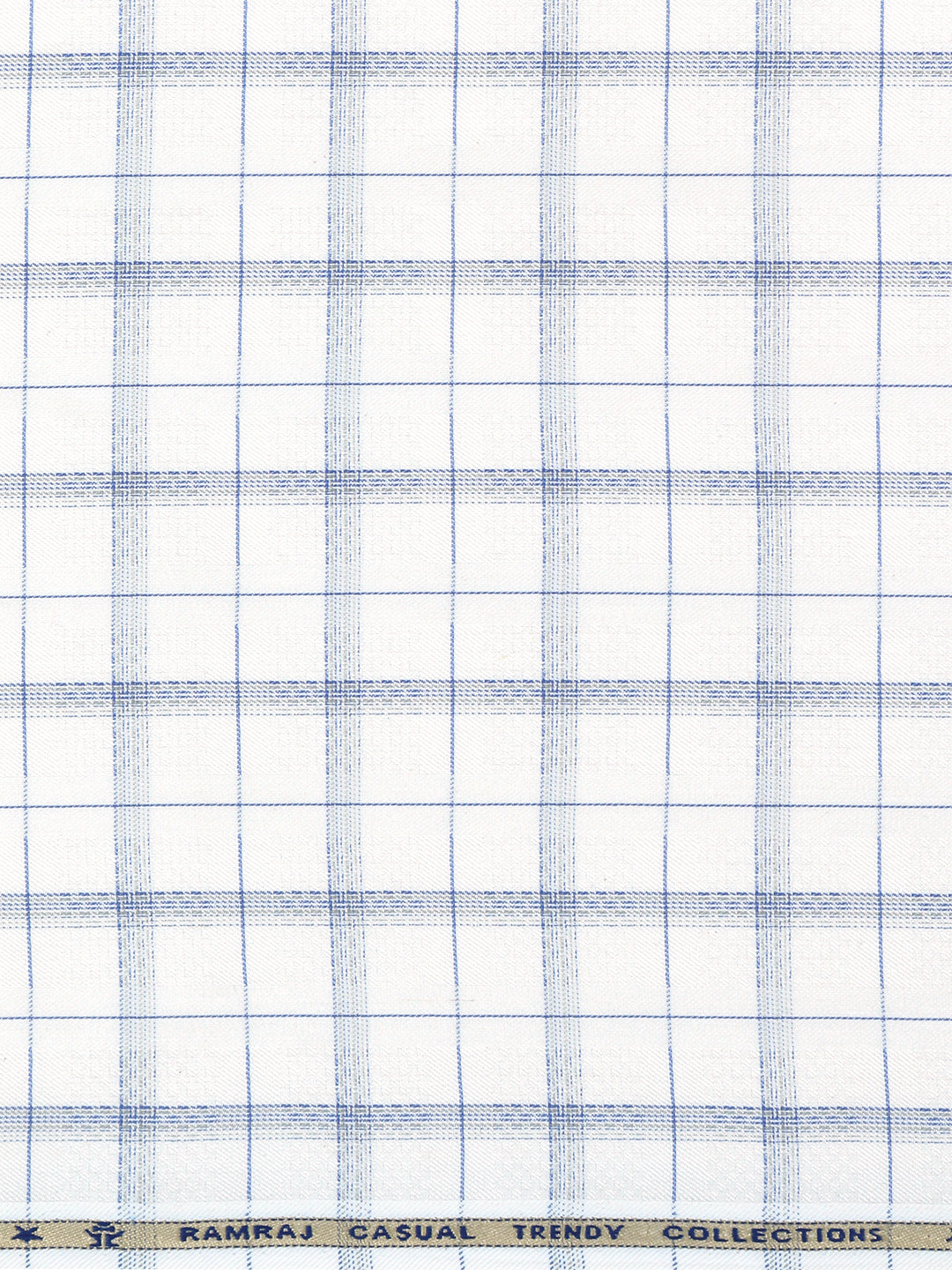 Cotton Blend Self Design Shirt Fabric White with Blue High Style