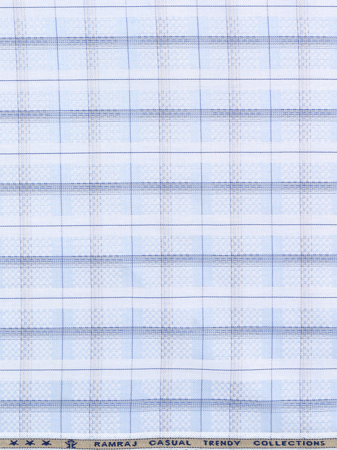 Cotton Blend Self Design Shirt Fabric Blue High Style