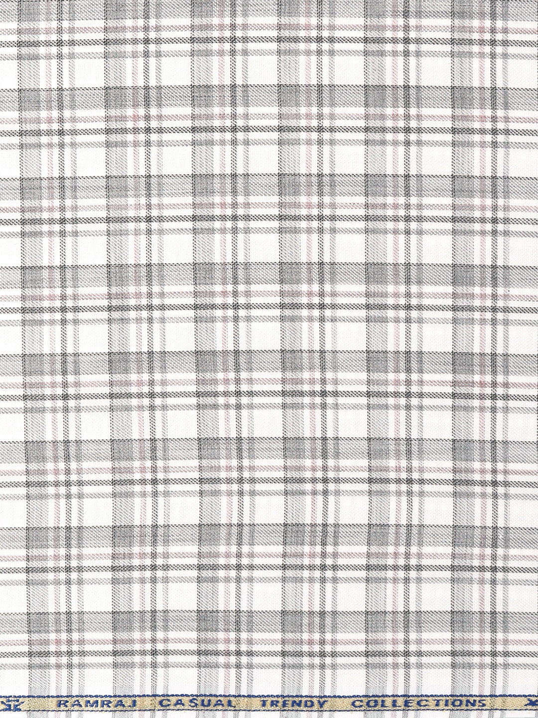 Cotton Rich Grey with White Checked Shirt Fabric Infinity Bit