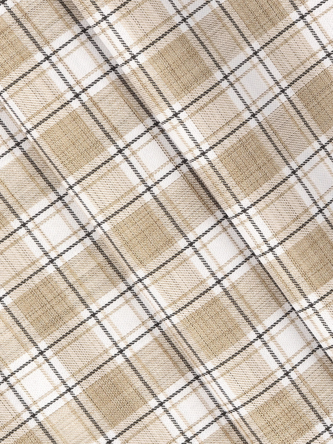 Cotton Rich Brown Checked Shirt Fabric Infinity Bit