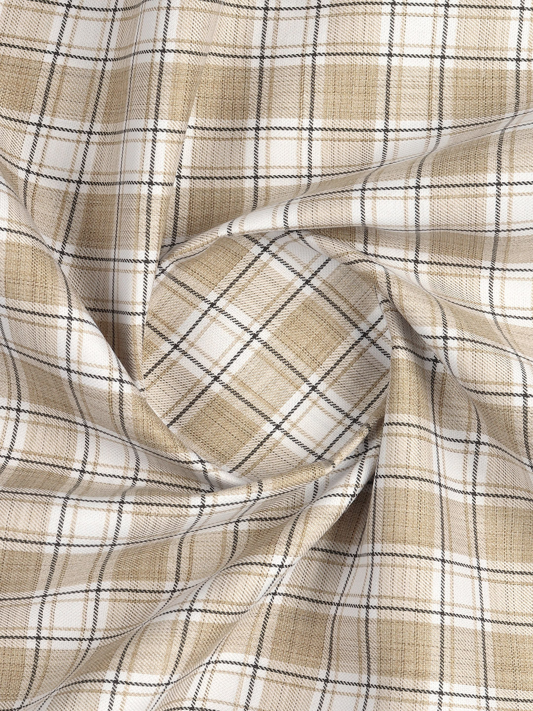 Cotton Rich Brown Checked Shirt Fabric Infinity Bit