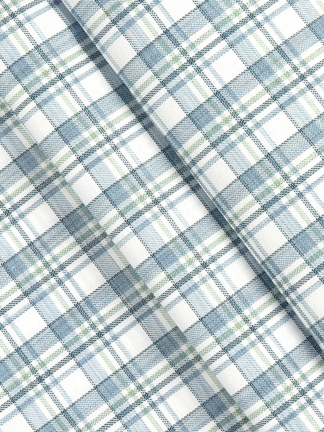 Cotton Rich Blue with White Checked Shirt Fabric Infinity Bit