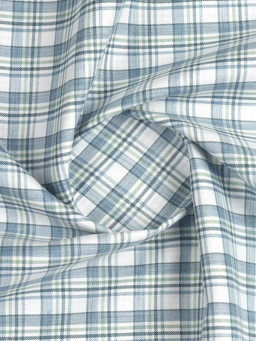 Cotton Rich Blue with White Checked Shirt Fabric Infinity Bit