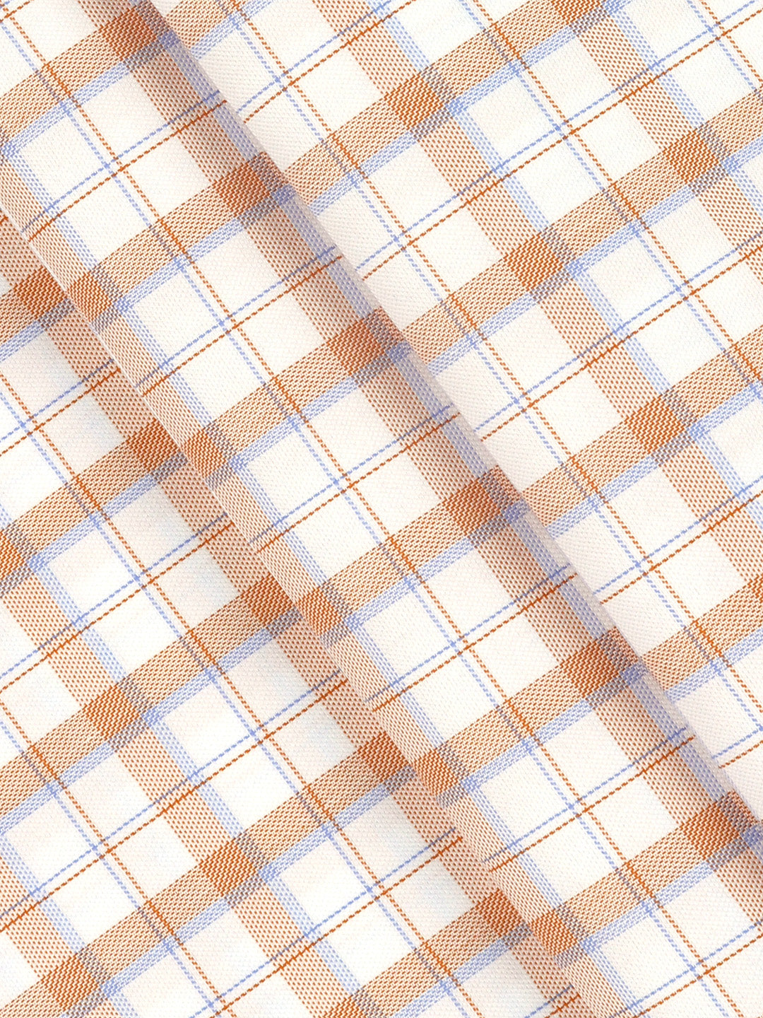 Cotton Rich Checked Orange Shirt Fabric High Style