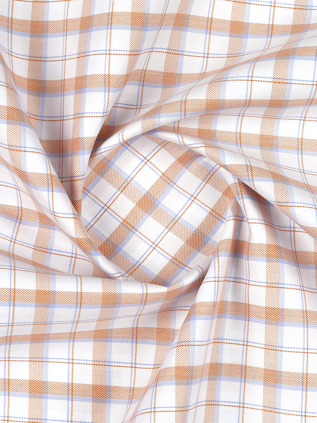 Cotton Rich Checked Orange Shirt Fabric High Style