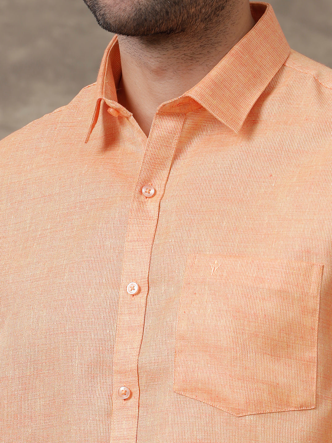 Men Cotton Blend Shirt Dark Orange T3 CV14