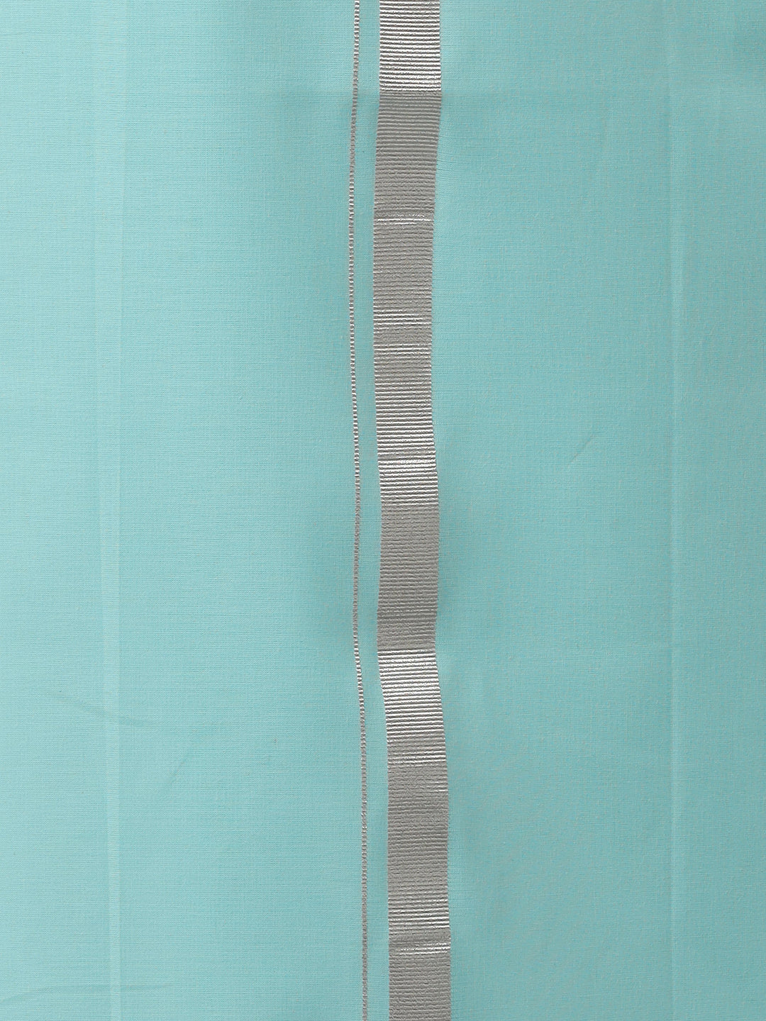 Men Cotton Blend Single Layer Blue Dhoti with Silver Jari Border Cosmic