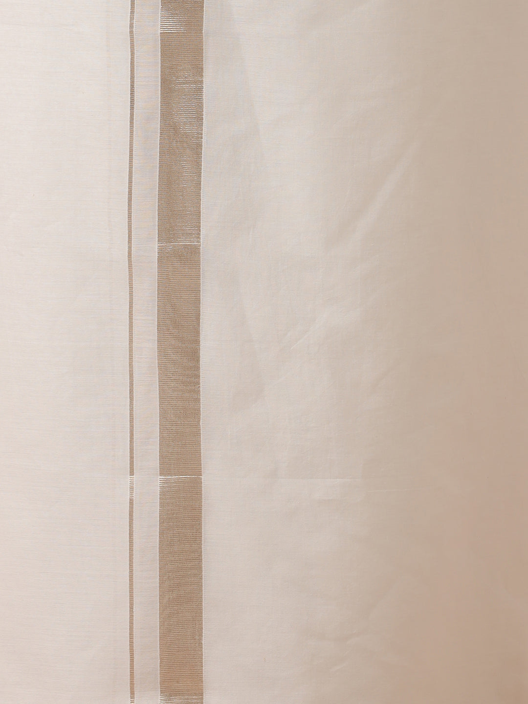 Men 100% Cotton Double Layer White Dhoti with 1"Jari Border Silver Cotton