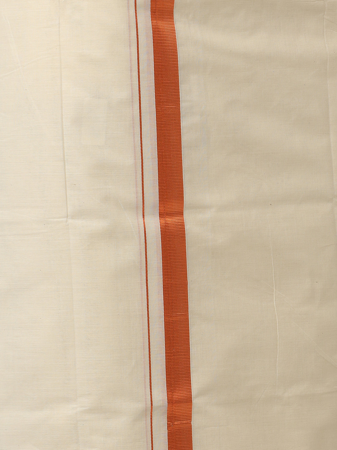 Men Kora Cotton Double Layer Dhoti with Copper Jari  Border Mangal