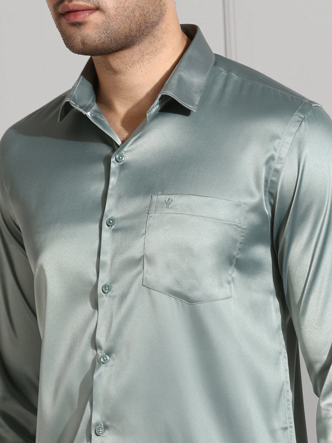 Men Stretch Poly Shirt Grayish Green PS8