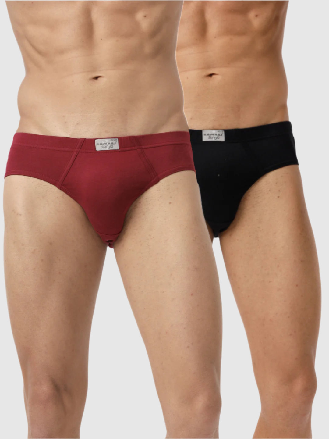 Men Briefs Inner Elastic 2 Pcs Combo Black and Cherry Suriya