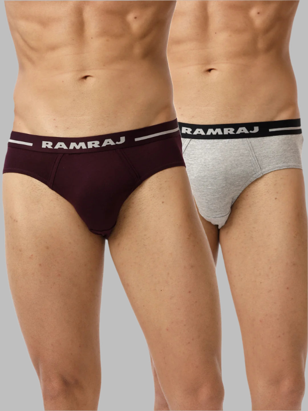 Men Briefs Outer Elastic 2 Pcs Combo GreyMelange and GrapeWine Suriya