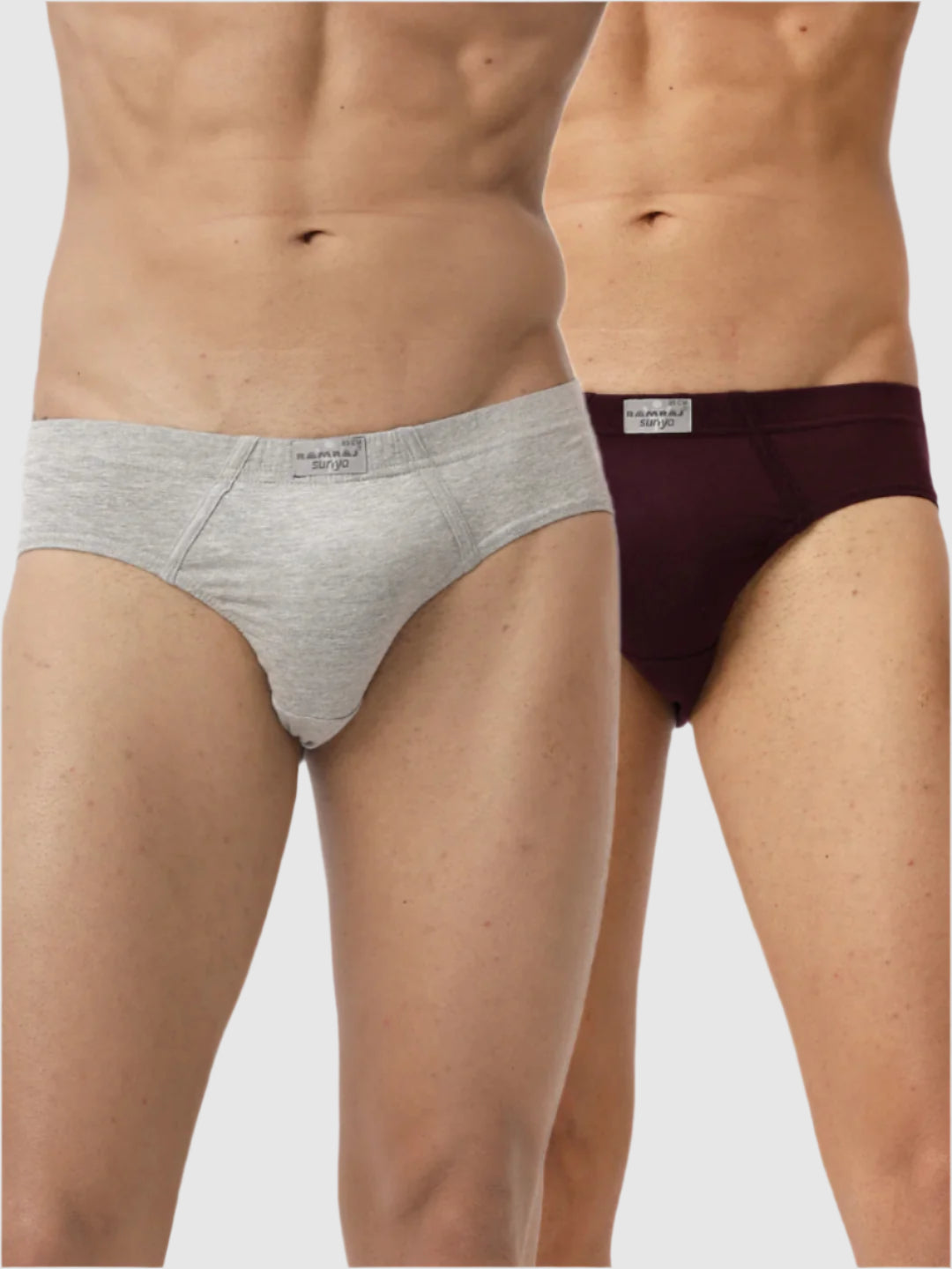 Men Briefs Inner Elastic 2 Pcs Combo GreyMelange and GrapeWine Suriya