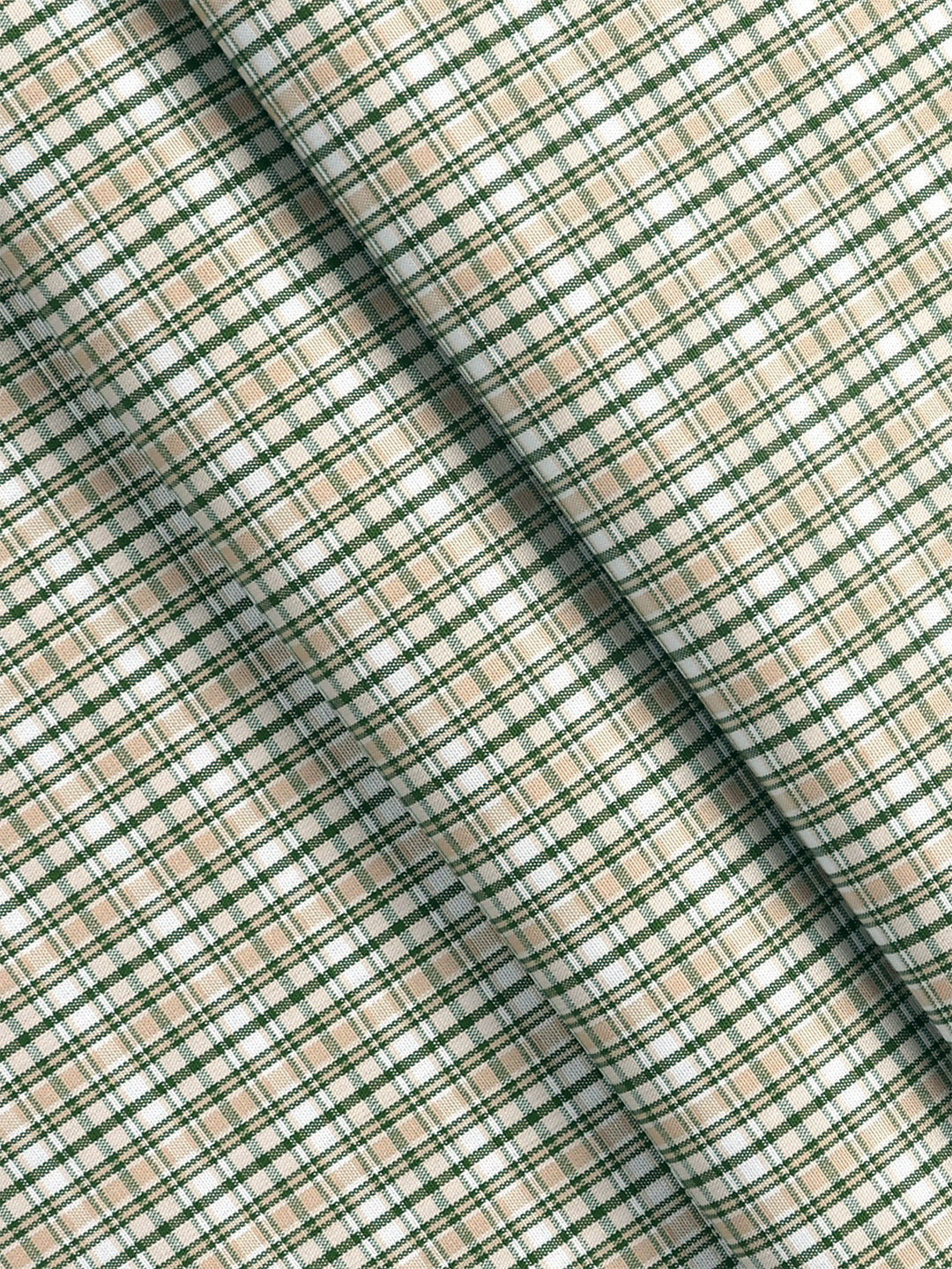Men 100% Cotton Checked Shirt Fabric Green with Peach Vibgiyor Bit