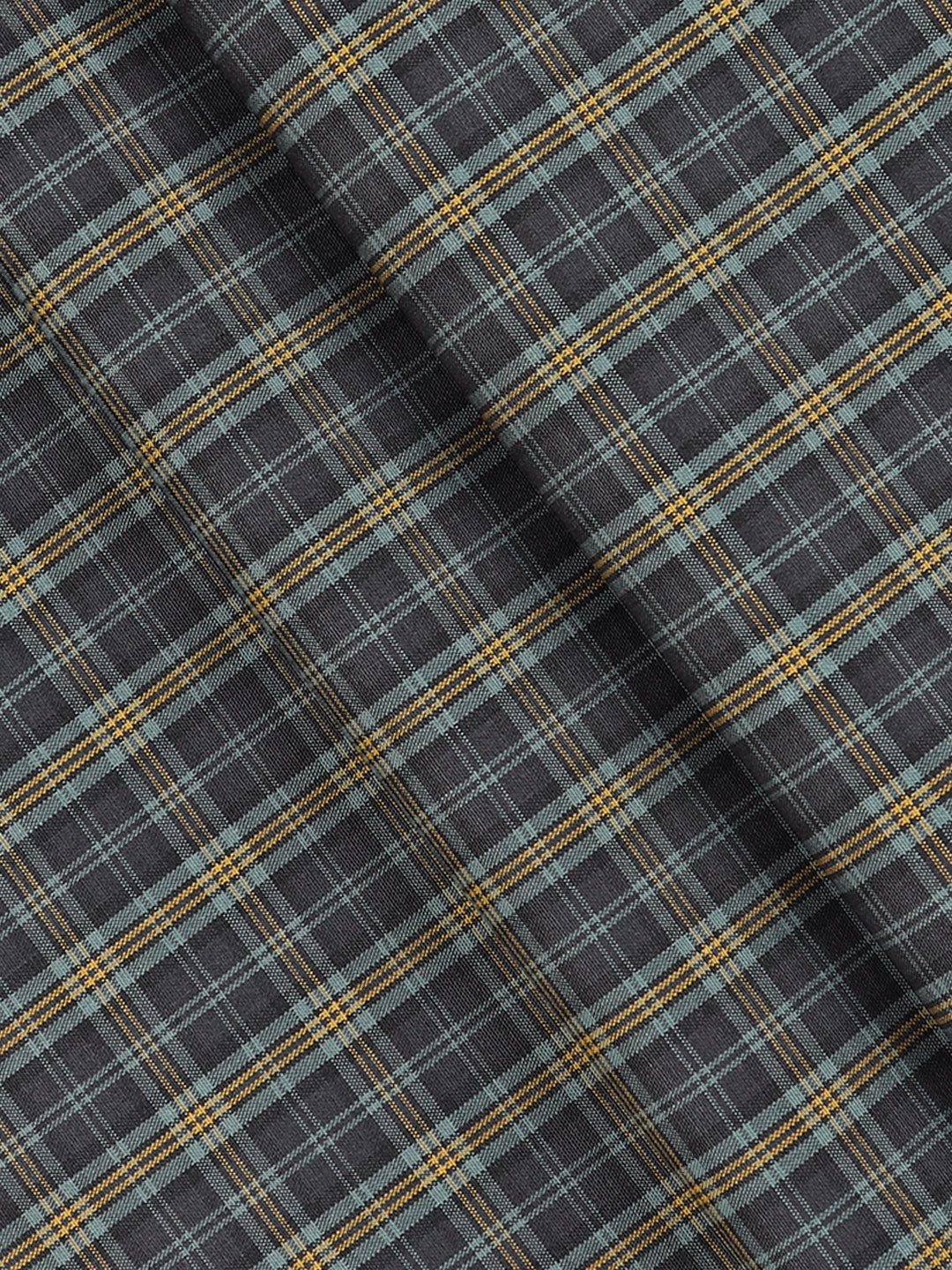 Men 100% Cotton Checked Shirt Fabric Dark Blue Vibgiyor Bit