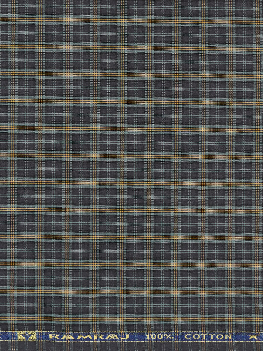 Men 100% Cotton Checked Shirt Fabric Dark Blue Vibgiyor Bit