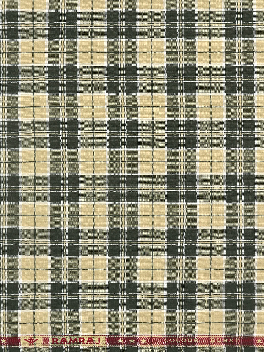 Men 100%Cotton Checked Shirt Fabric Green with Yellow Reality Cotton