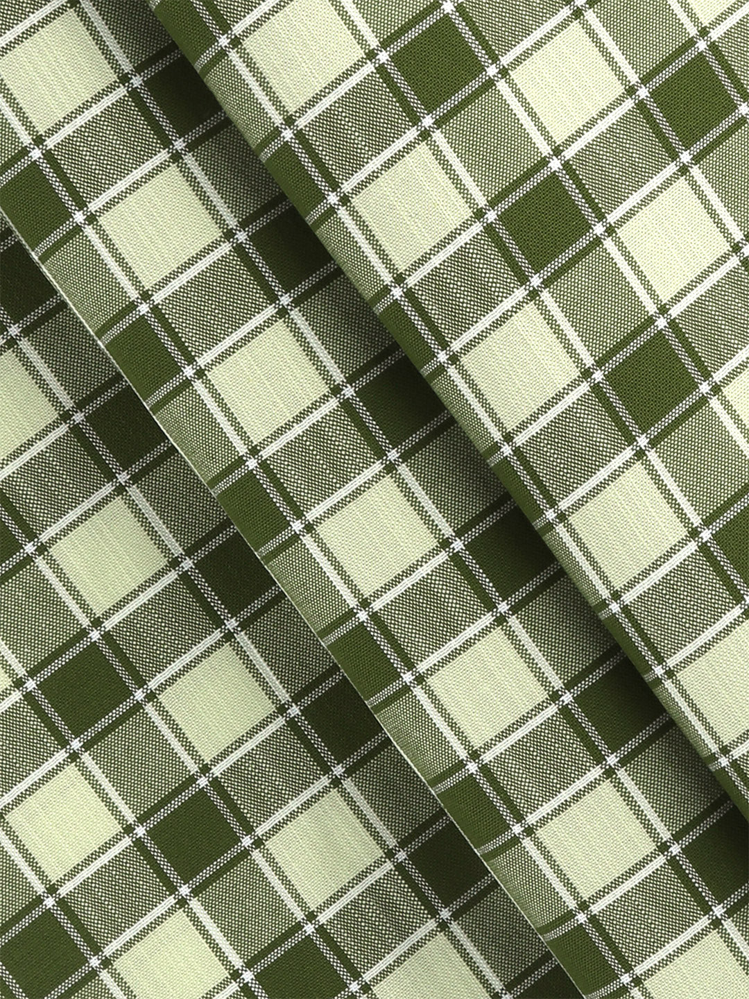 Men 100%Cotton Green Checked Shirt Fabric Reality Cotton