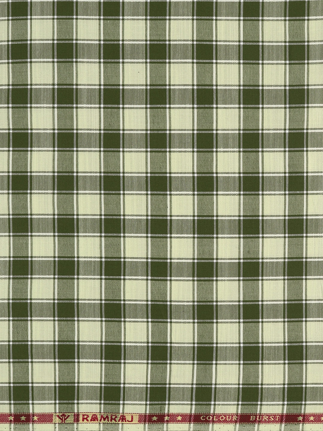 Men 100%Cotton Green Checked Shirt Fabric Reality Cotton