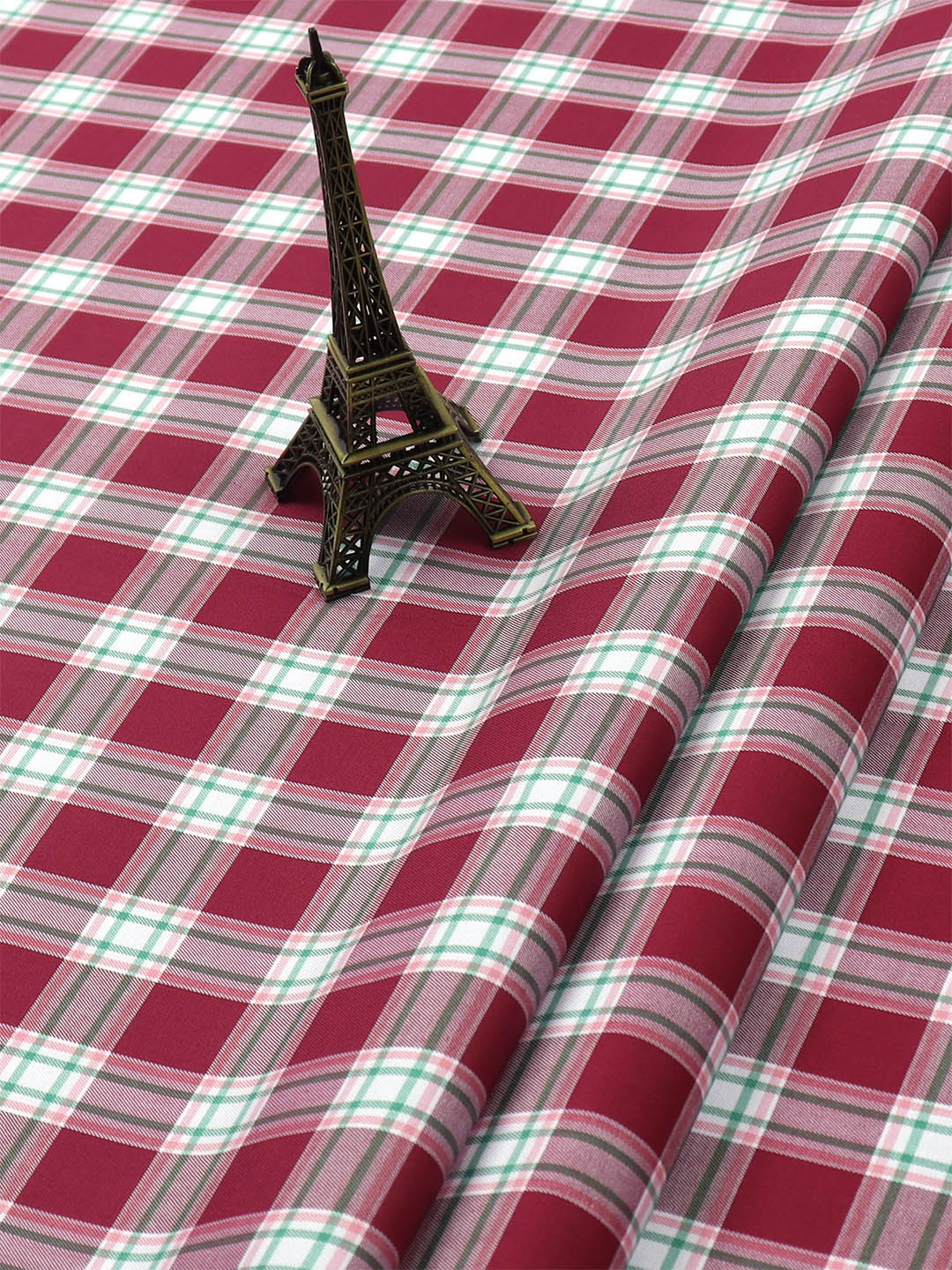 Cotton Purple & White Checked Shirt Fabric Cascade-Close view