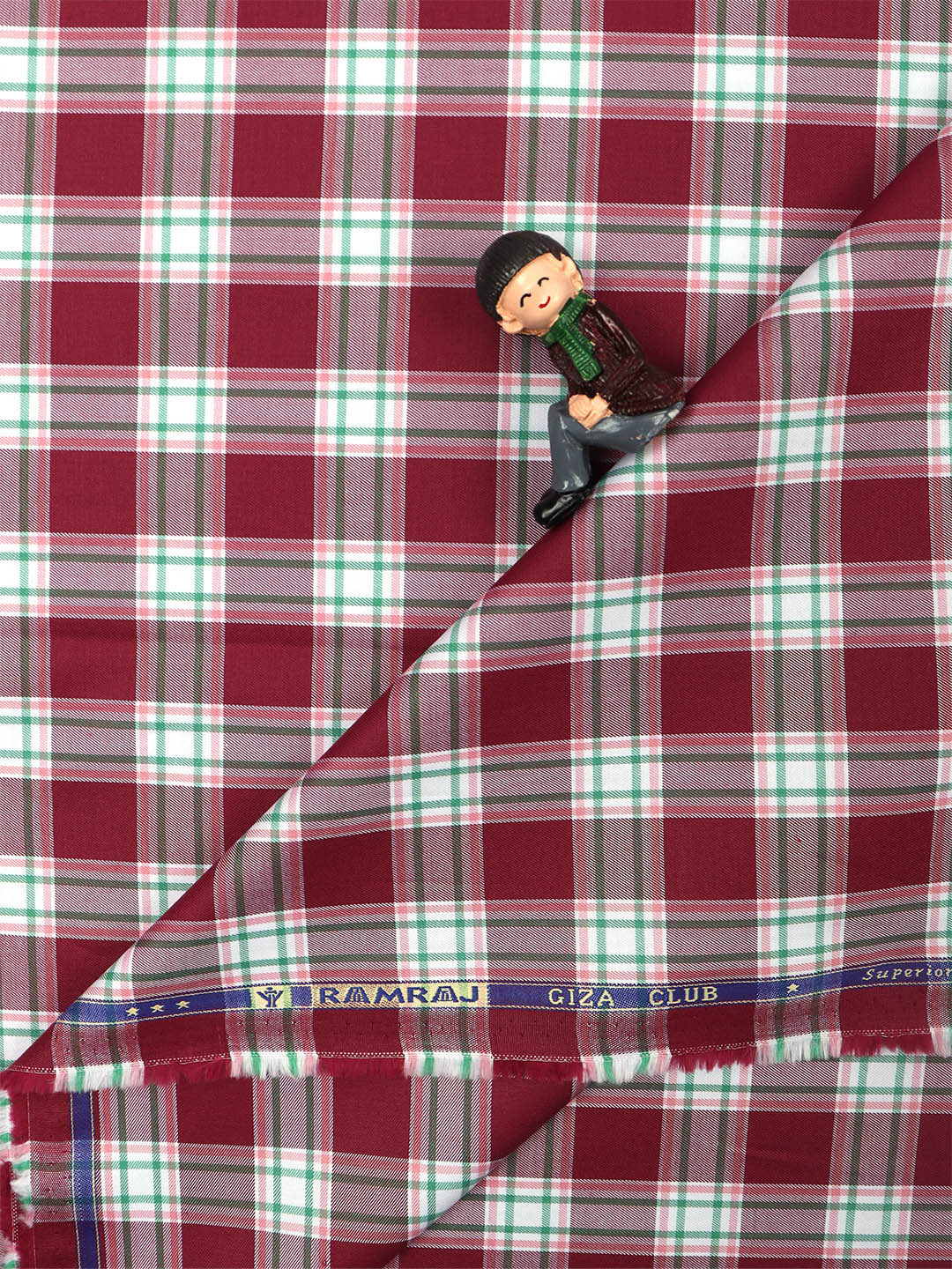 Cotton Purple & White Checked Shirt Fabric Cascade-Double side view