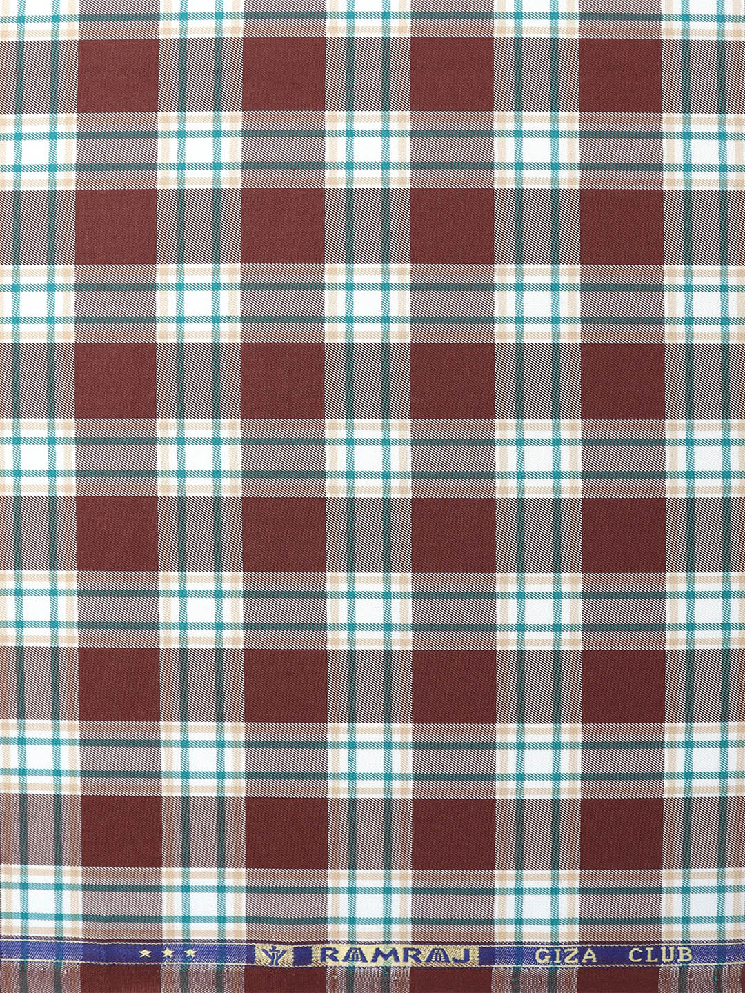 Cotton Brown & White Checked Shirt Fabric Cascade-Zoom view