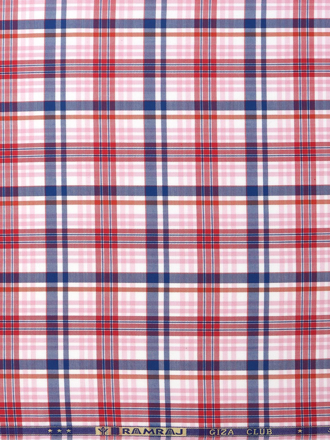 Mens Cotton Checked Shirt Fabric Pink Cascade