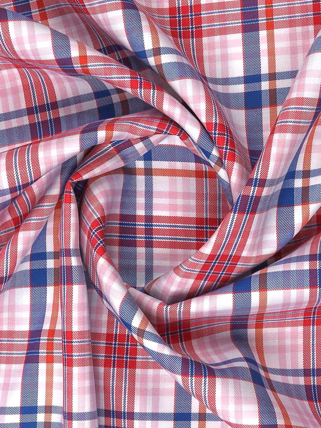 Mens Cotton Checked Shirt Fabric Pink Cascade