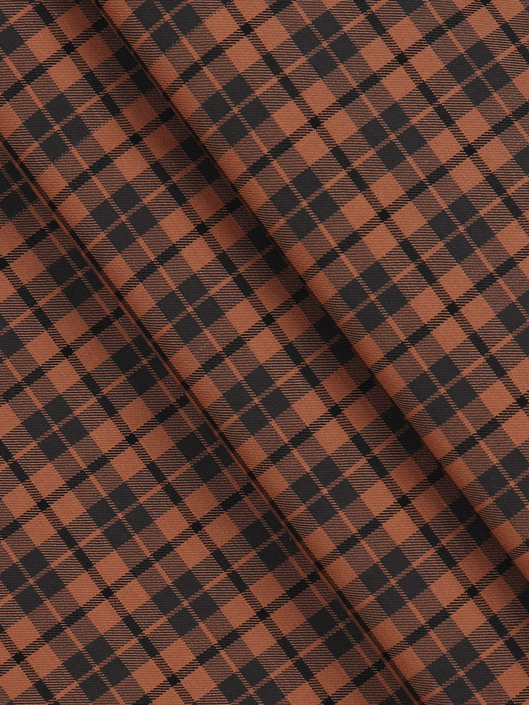 Men Giza Cotton Blend Checked Shirt Fabric Copper Cascade