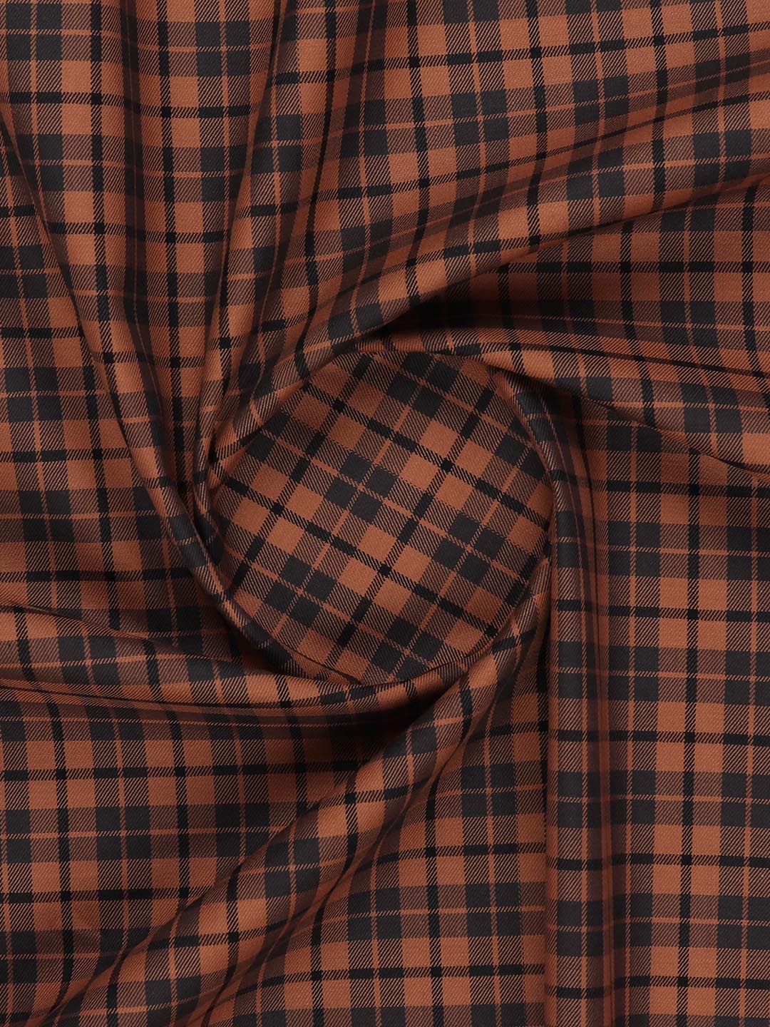 Men Giza Cotton Blend Checked Shirt Fabric Copper Cascade