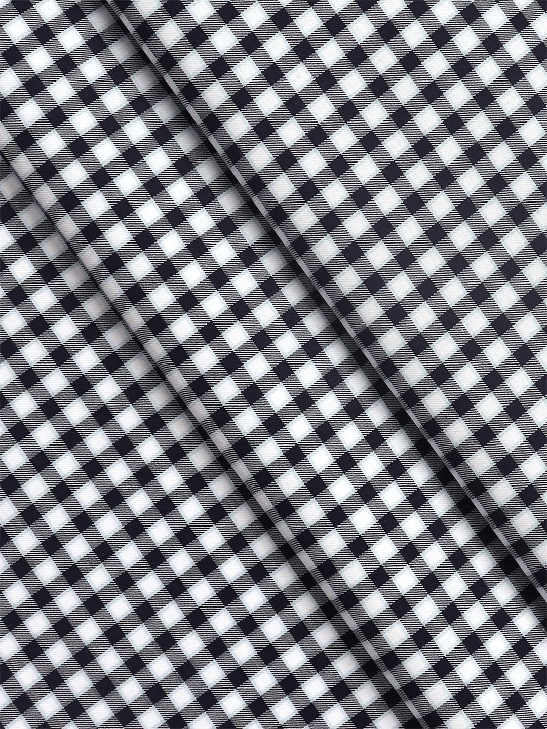 Mens Cotton Checked Shirt Fabric Navy with White Cascade