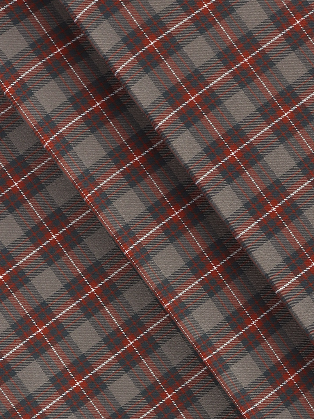 Men Giza Cotton Blend Checked Shirt Fabric Grey with Orange Cascade